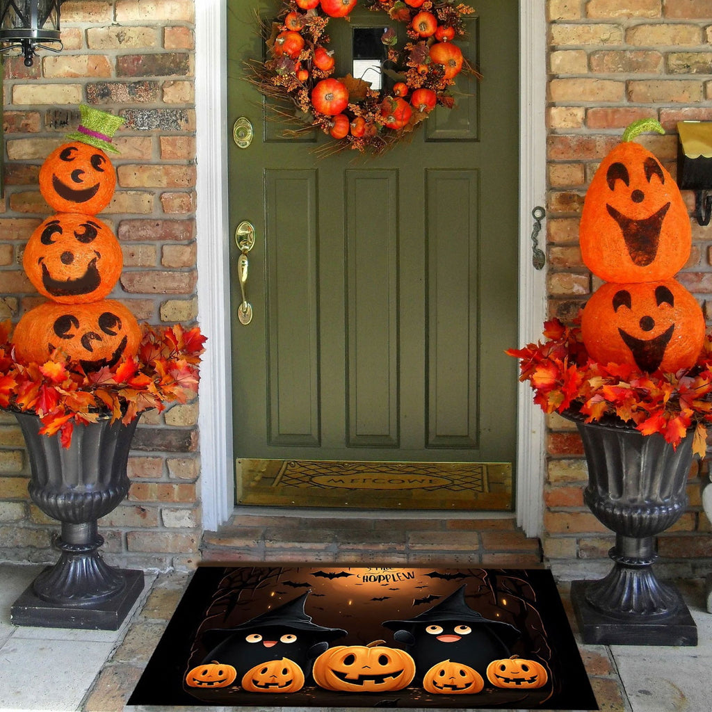Xuniizn Halloween Mat, 16X24" Velvet Halloween Door Mat for Outside Entrance, Spooky Halloween Rug for Outdoor & Indoor, Non Slip Washable Halloween Doormat, Halloween Bathroom Decor