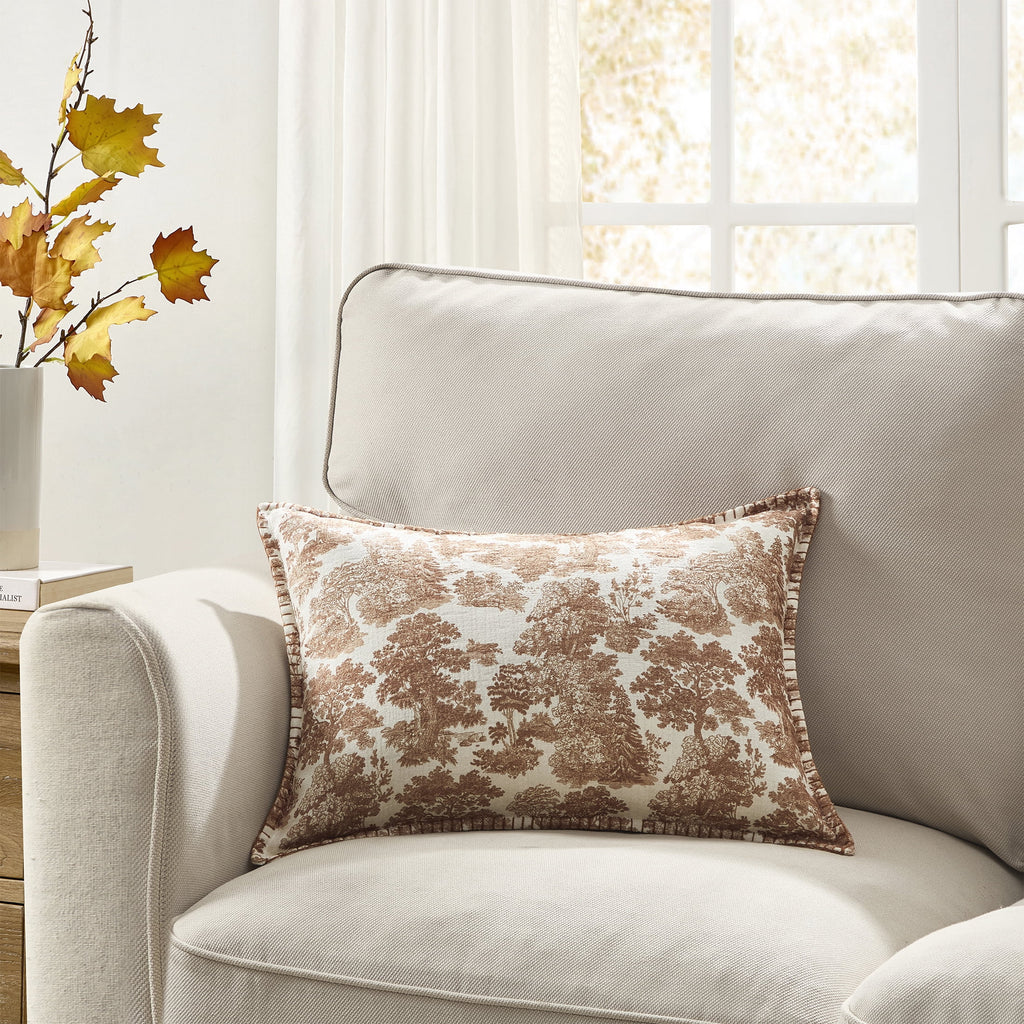 My Texas House Halloween Forest Toile Rust Oblong Decorative Pillow, 14" x 20"