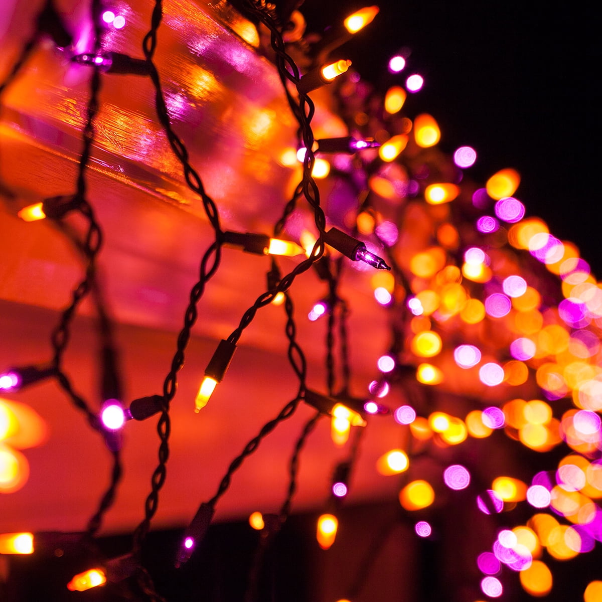 Kringle Traditions Halloween Purple Orange Outdoor Mini Icicle Light 150 Lights