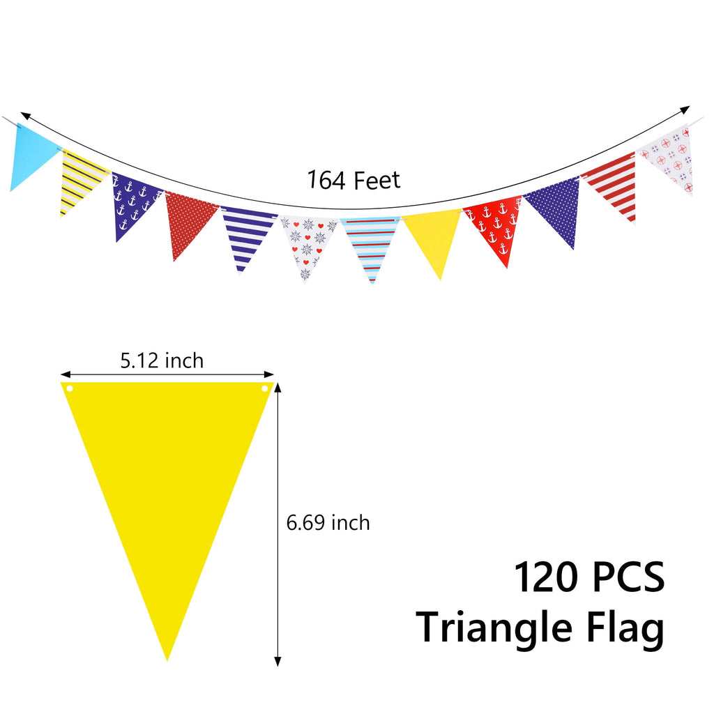 Tripumer 120 Pcs Triangle Flag Banner String for Halloween Decorations 164ft Birthday Hanging Flag for Birthday Party Mardi Gras Outdoor Event Decorations - Black+White+Orange