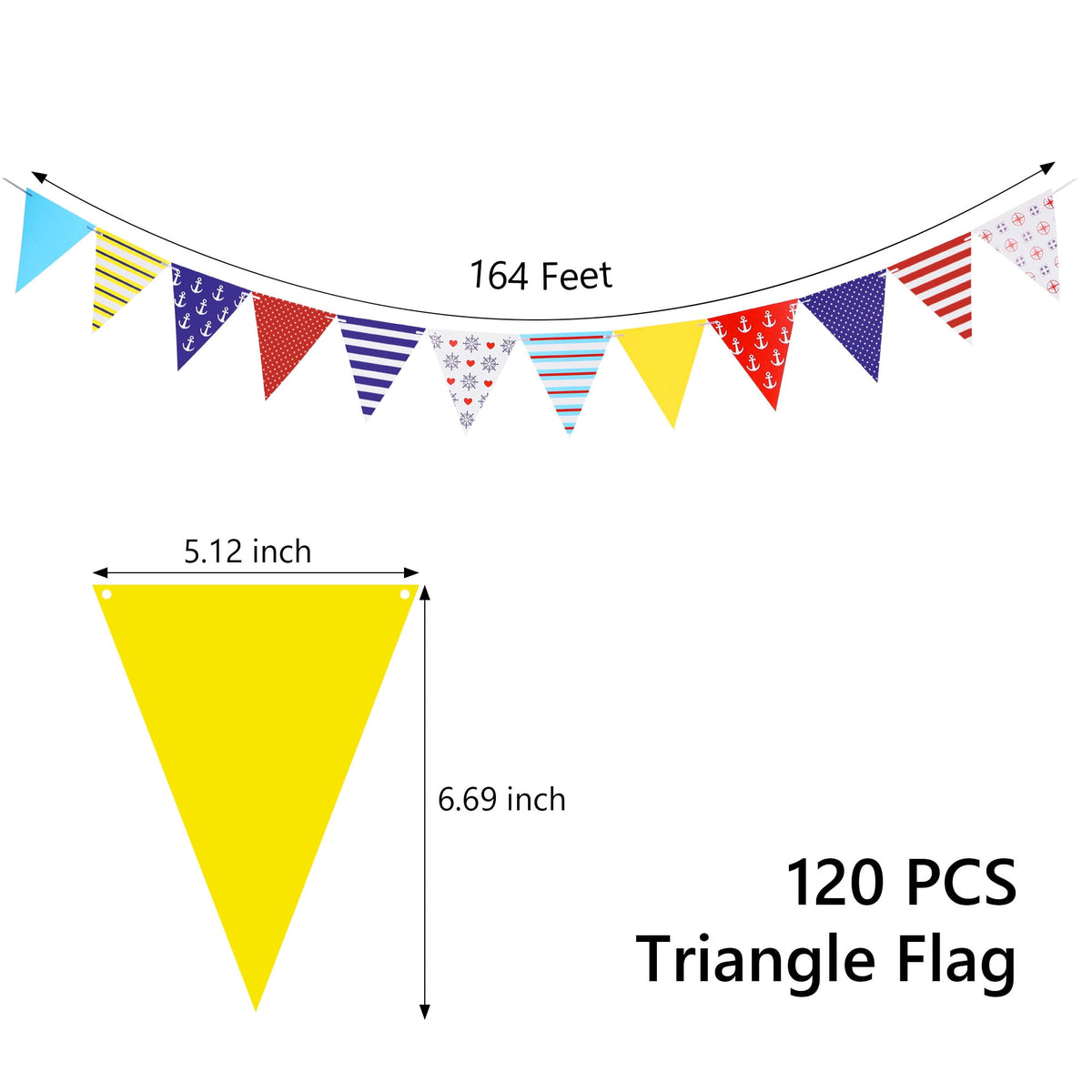 Tripumer 120 Pcs Triangle Flag Banner String for Halloween Decorations 164ft Birthday Hanging Flag for Birthday Party Mardi Gras Outdoor Event Decorations - Black+White+Orange
