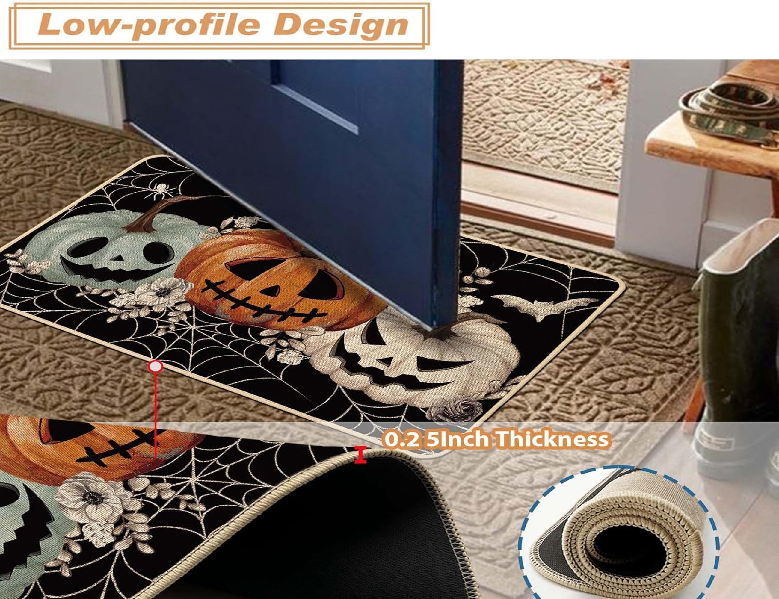 MYFLOCY Halloween Front Doormat 31x19 inch Indoor Outdoor Non Slip Floor Decoration ( Pumpkin Spooky )