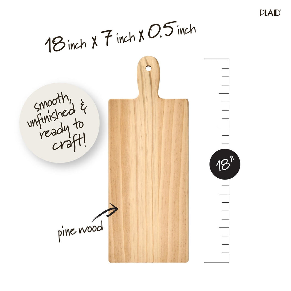 Plaid Wood Surfaces Pine Charcuterie Board, 18" x 7"