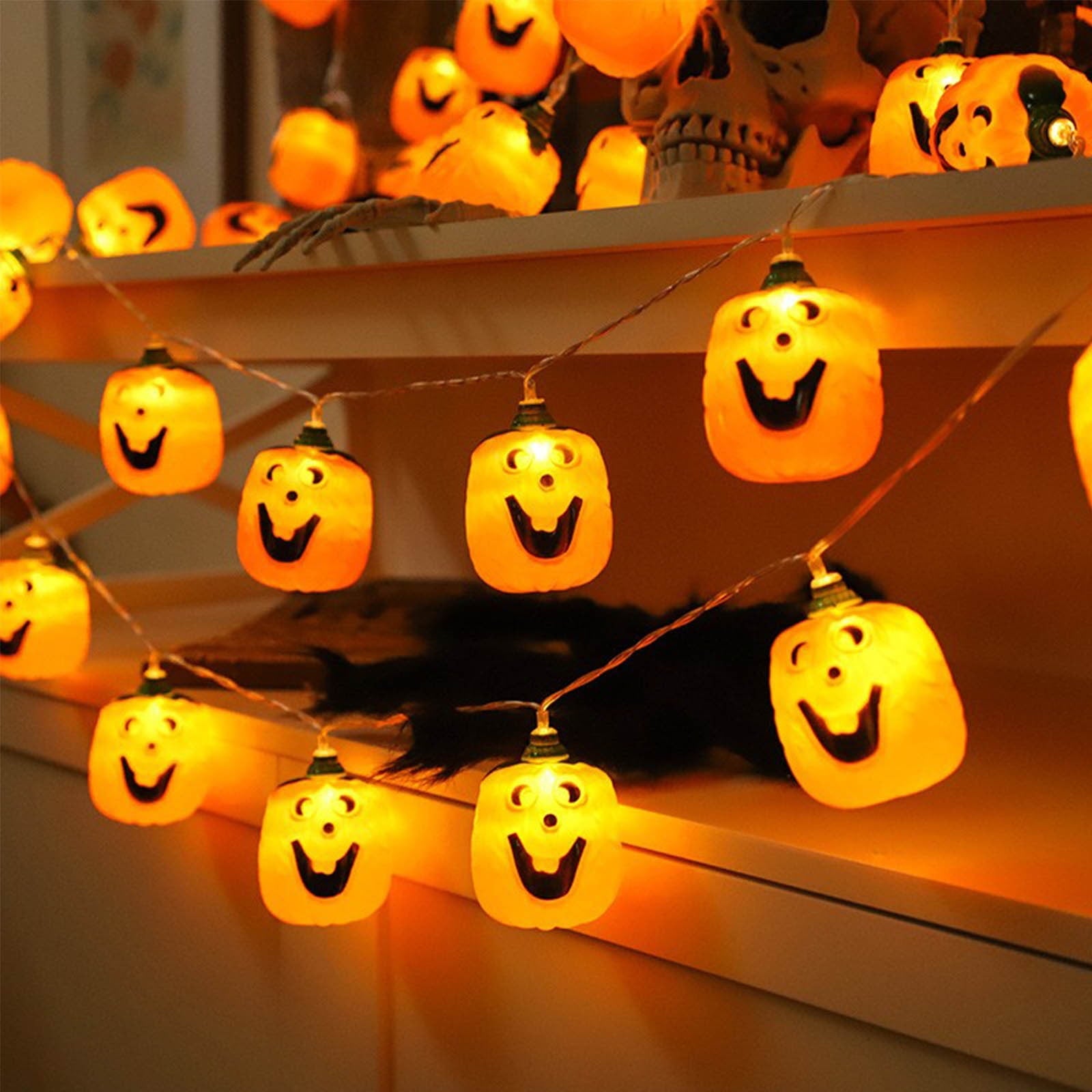 Darzheoy Halloween Pumpkin String Lights, LED Pumpkin Lights, 10 LED 5 FT Battery Operated String Lights, Halloween String Lights for Outdoor Indoor Halloween Party Decorations