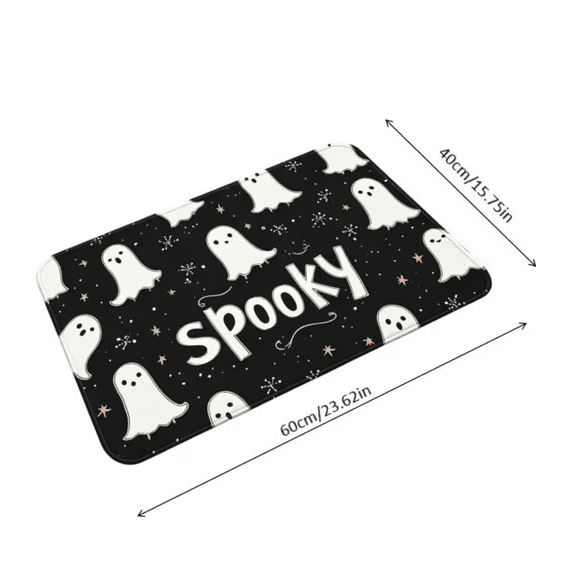 Halloween Doormat Ghost Bath Mat 23.6x15.7in Secure-Grip Absorbent Soft Faux Fur Rug for Bathroom Bedroom Living Room Decor by OVFUIZ