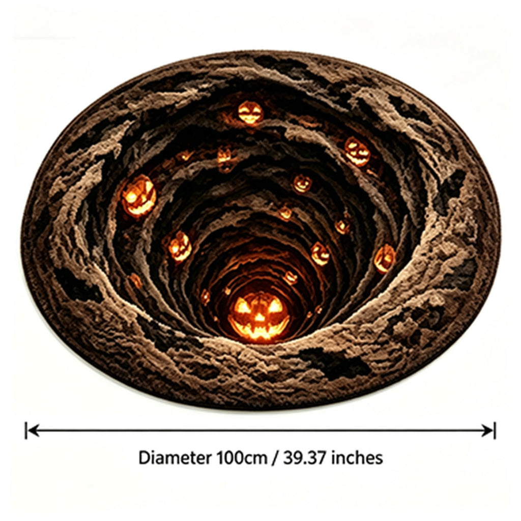 3D Halloween Round Rug, Illusion Halloween Round Mat, Funny Rug with Non-Slip Soft Visual Effect Door Mat for Living Room Indoor Decor