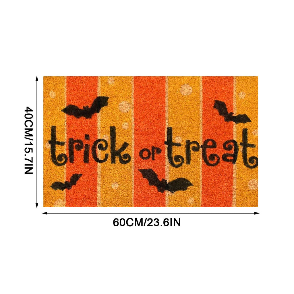 Wovilon Halloween Area Rug Doormat, Black Castle Front Door Mat Non Slip Rubber Backing, Happy Halloween Orange Indoor Outdoor Entrance Mats, Halloween Home Decor Outdoor Rug, 16 X 24 Inches
