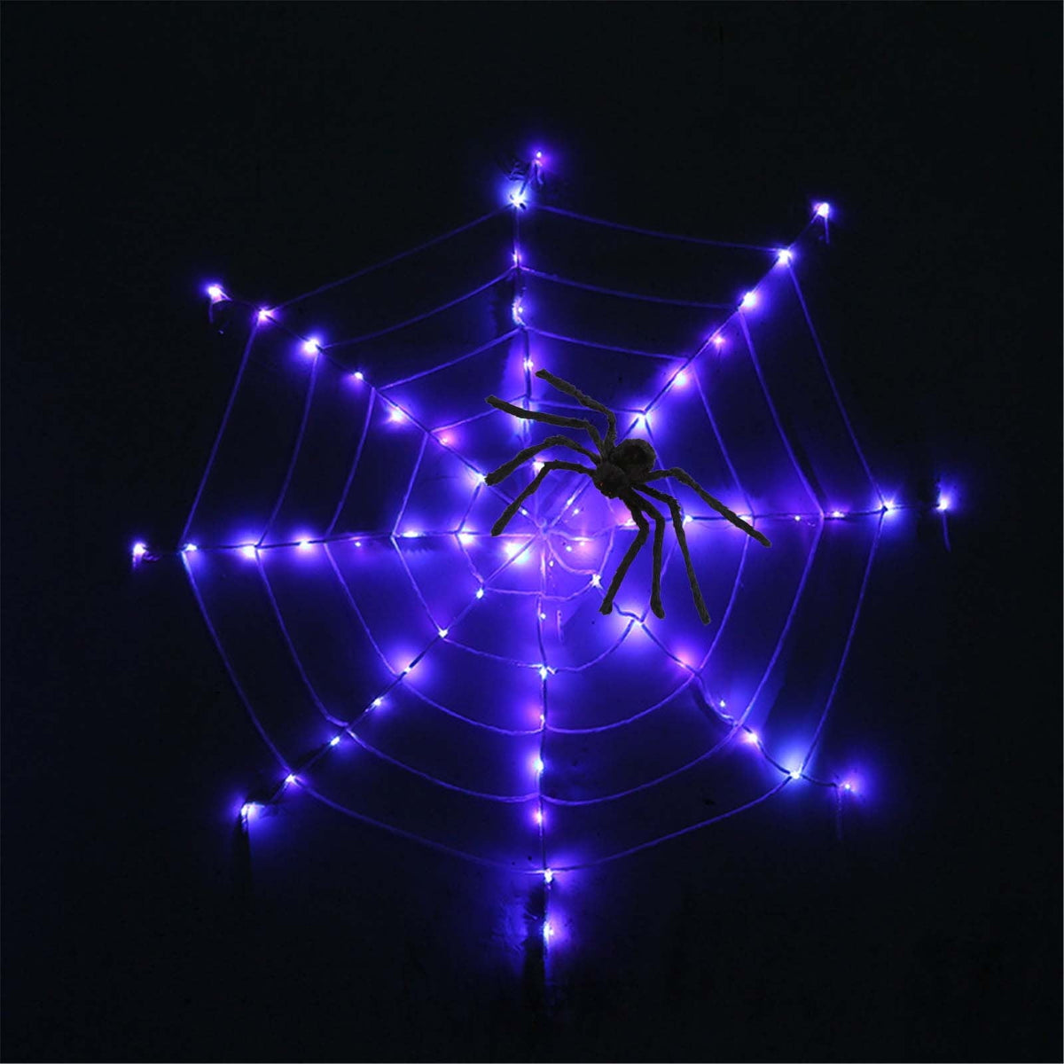 Loyerfyivos Spider Webs Halloween Decorations Lights, 2024 12ft Halloween Spider Web Lights with 1 Spider, 8 Modes, Waterproof & Timer, Perfect Outdoor Yard Halloween Decorations - Purple