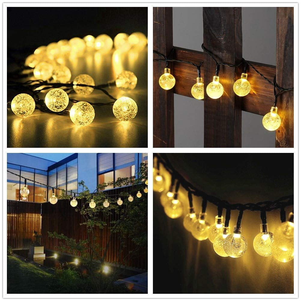 LINLIN Solar Crystal Ball String Lights,Waterproof LED Bubble Globe Solar Fairy Lights 8 Mode Ball String Lights for Bistro Garden Yard Home Party Wedding Christmas Decoration