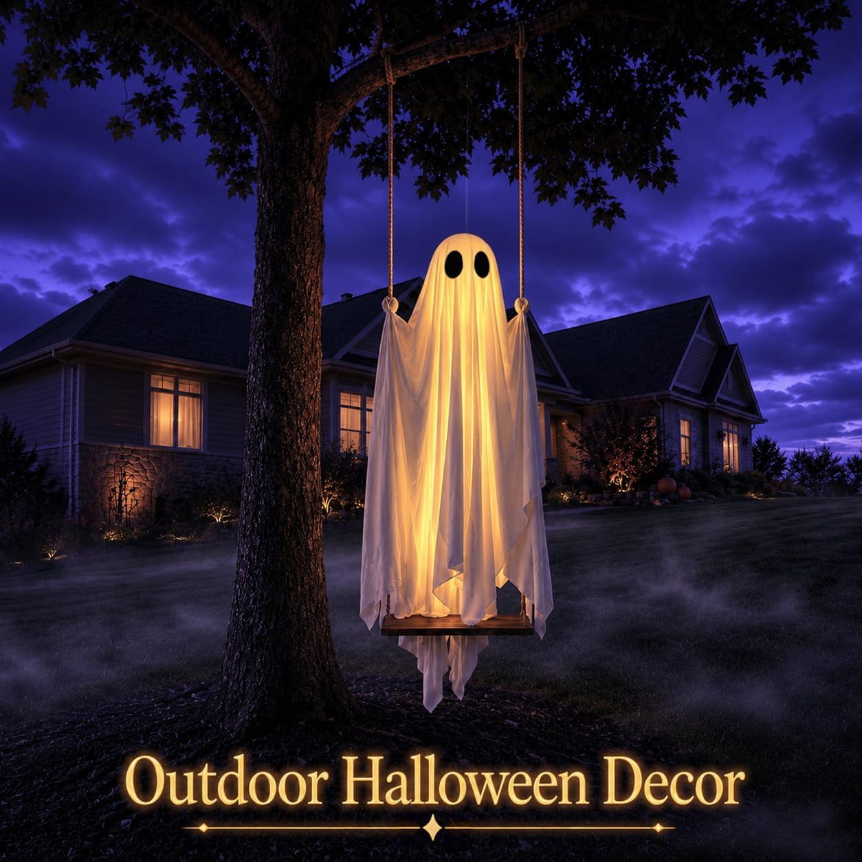 Clearance Halloween Decor-Halloween Decorations Indoor-Light up Ghost in Glass Like-Cute Ghost with Light for Home Kitchen Mantel Tabletop Party Decor and Holiday Decorations Best Halloween Gifts