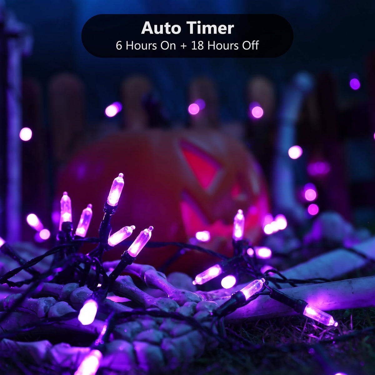 TETOU Halloween Lights, 33ft 100 LED Battery Halloween Lights, 8 Modes String Lights with Timer, Indoor Outdoor Waterproof mini Lights String for Halloween Bedroom Patio Decor - Orange & Purple