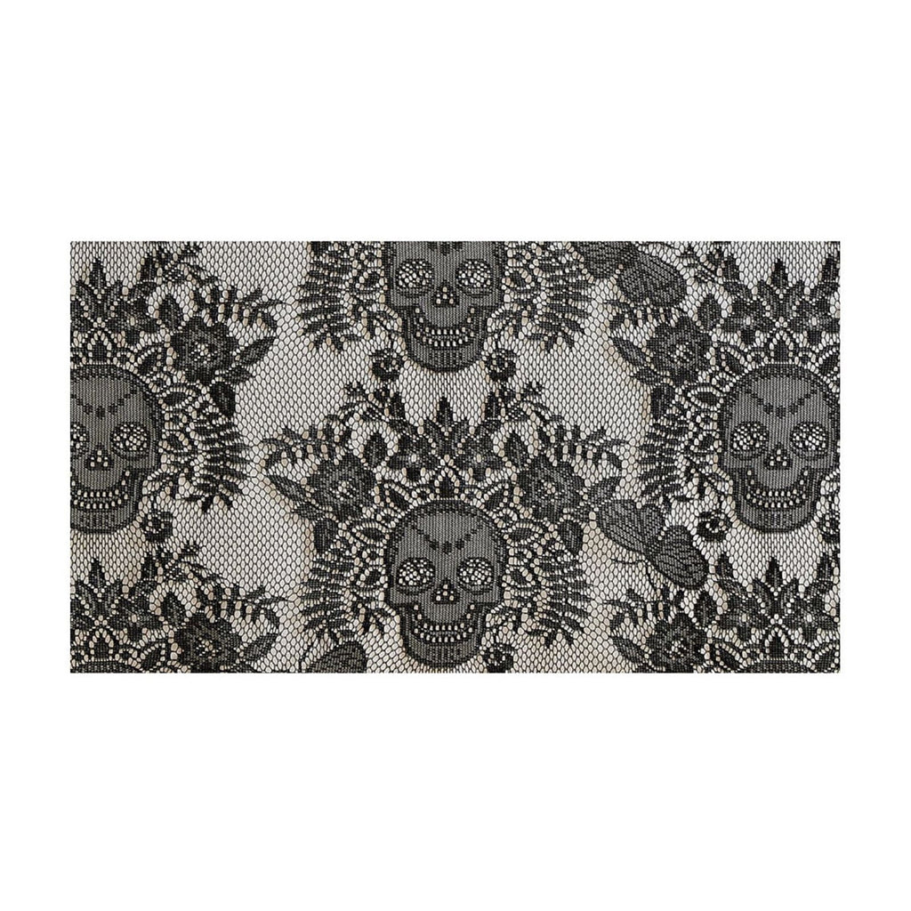 Halloween Lace Tablecloth 86.61x39.37" - Reusable Skull Print Gothic Party Table Cover for /Dinner Decor