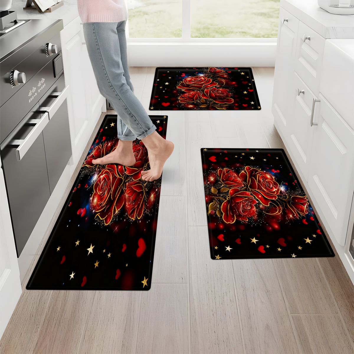 YIMEIS Halloween decoration Kitchen rugs Washable flannel Printed Area Rug and Mats DoorMats, bath mat,Autumn and Winter Festival Decoration-Halloween Undead 15.7'' x 23.6''