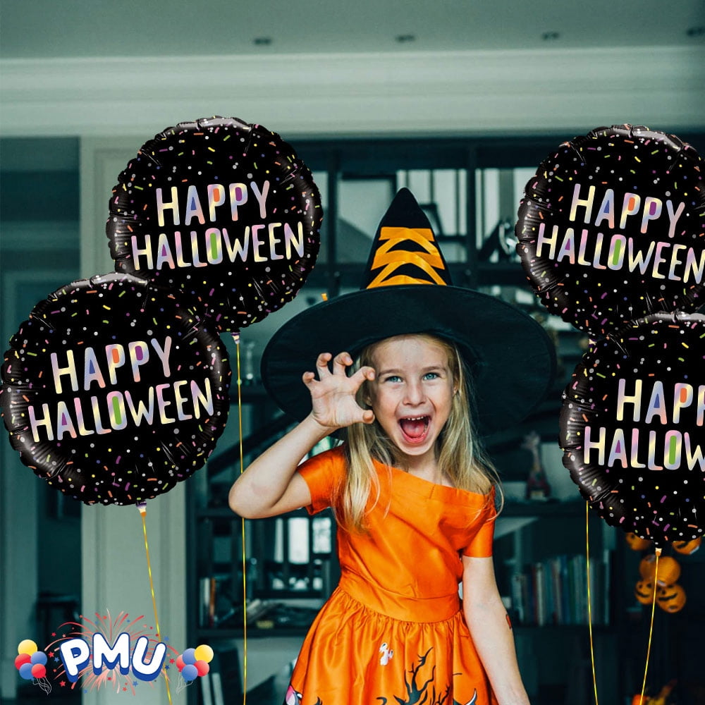 PMU Halloween Party Decoration "Happy Halloween" Jack Faces Aglow 18 Inch Mylar-Foil Balloon (1pkg) Pkg/1