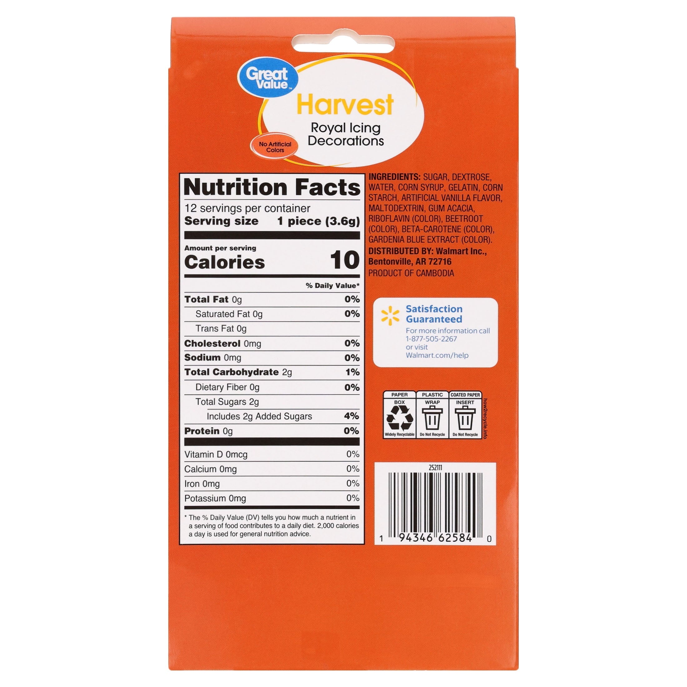 Great Value Harvest Royal Icing Decorations, 1.5 oz, 12 Count