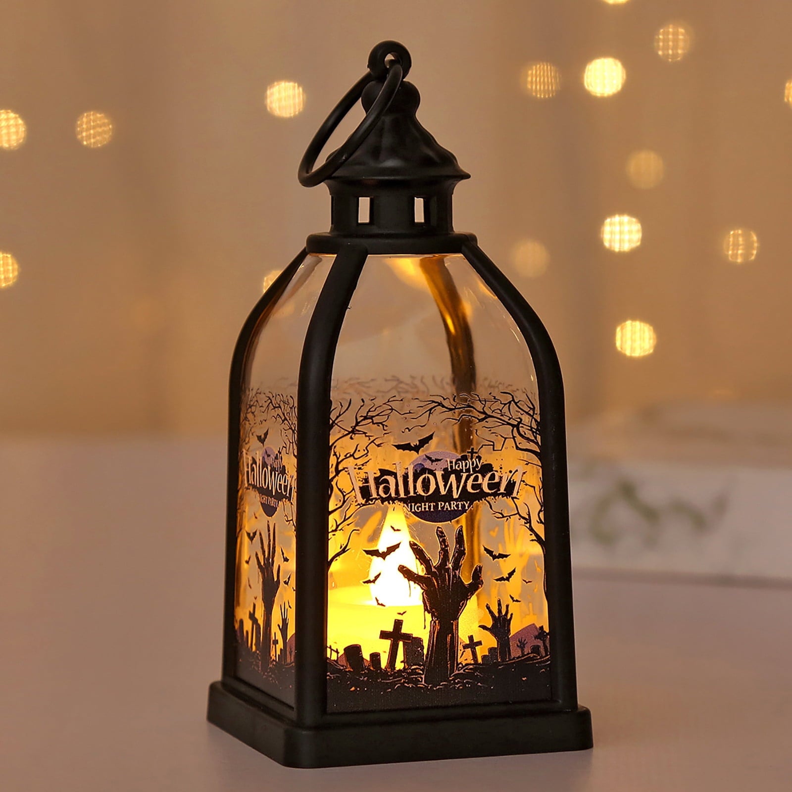 Cheapark Halloween Lanterns Decorations, Battery Operated Black Pumpkin Witch Lanterns, Flickering Light For Indoor Party Home Decor