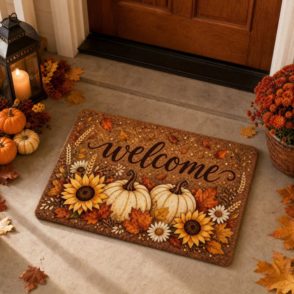 Autumn Door Mat for Entryway, 16x24 Inch, Fall-Themed Floor Doormat for Home Decor, Non-Slip Rug Mat for Living Room, Kitchen, Bedroom, Gifts for Fall Lovers (E)