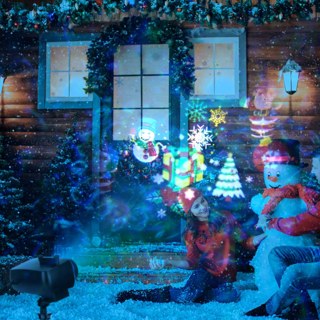 Moclever 2 in 1 Holiday Projector Lights, Indoor Outdoor LED Projection Lamp with 10-Color Ocean Wave 10 HD Slides 3 Bases Remote Control for New Year Christmas Halloween