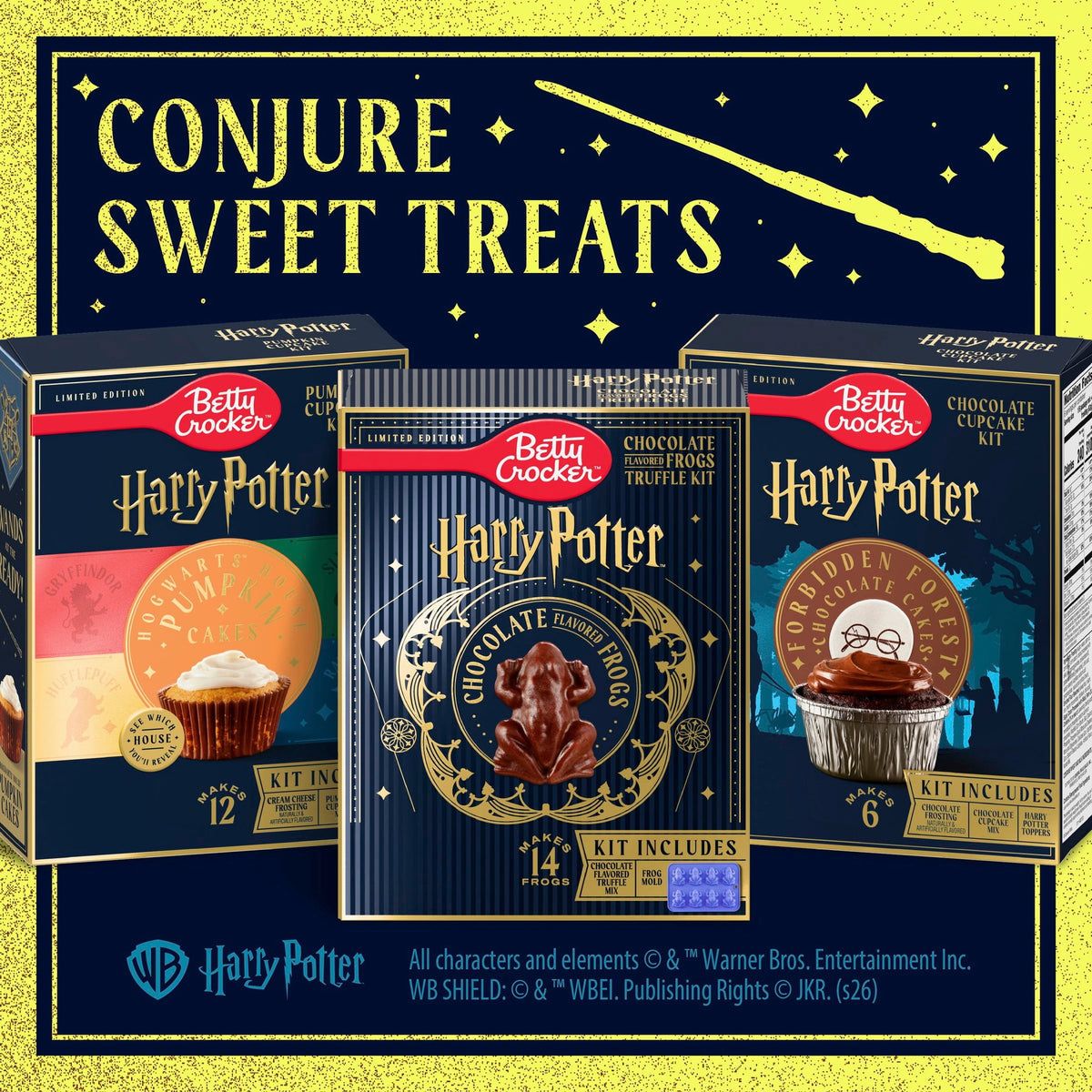 Betty Crocker Harry Potter Hogwarts House Pumpkin Cupcake Kit, 12 Count, 13.6 oz