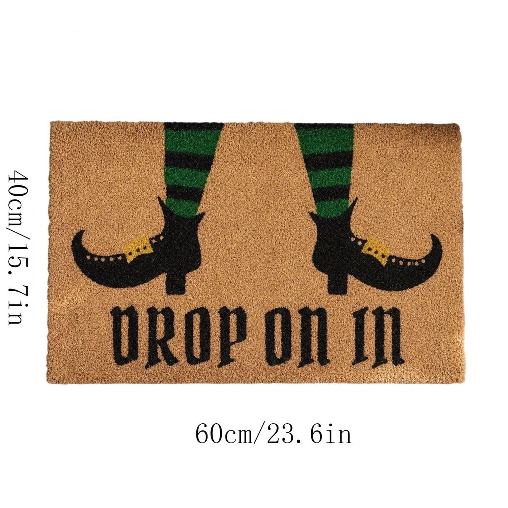 Halloween Doormat Vintage Retro Style Mat 23.6x15.7in Secure-Grip Absorbent Coir Look Entryway Rug for Front Porch Indoor Outdoor Decor by OVFUIZ