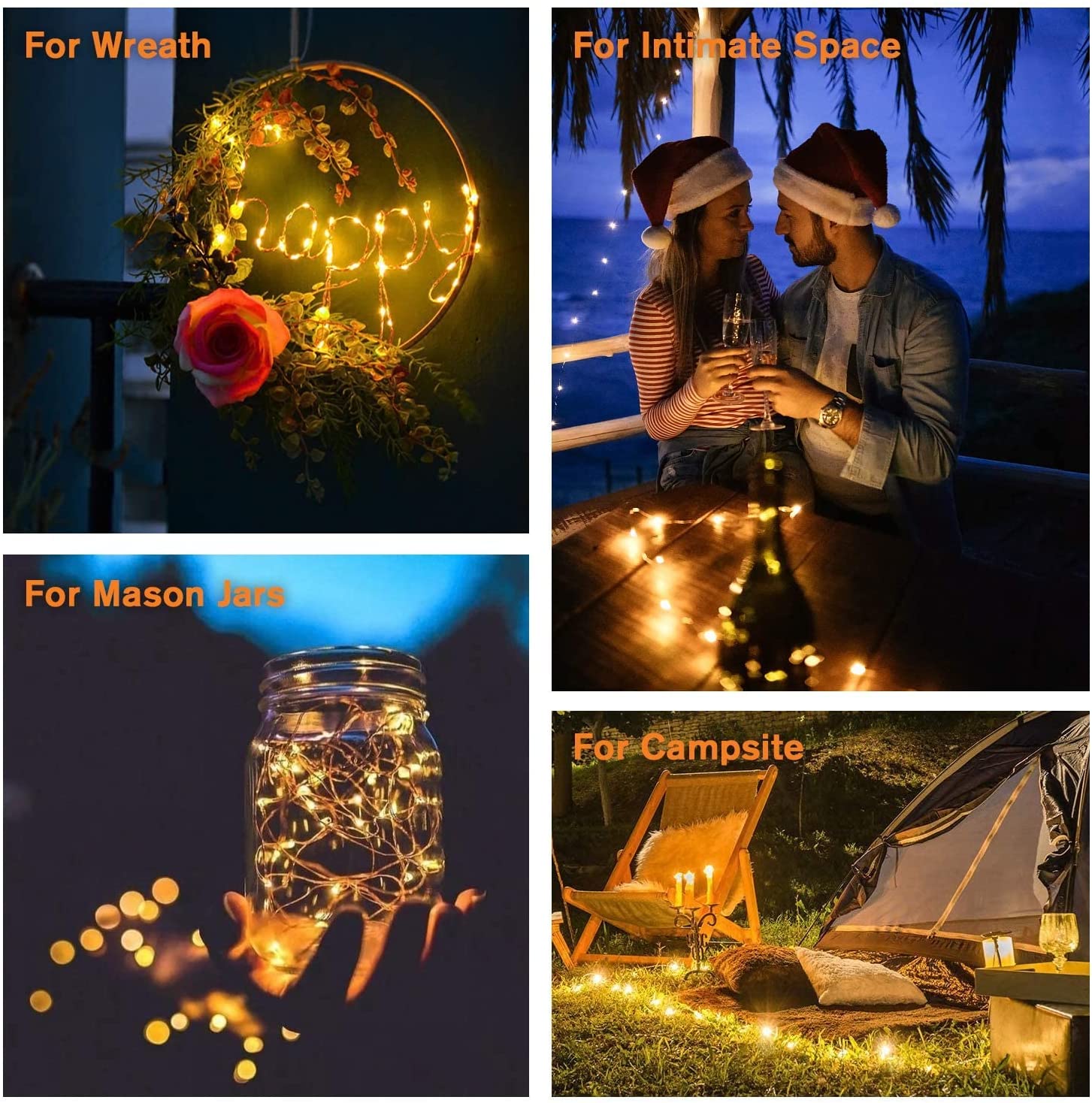 Purple Solar Fairy Lights Outdoor Waterproof, 4 Packs Each 33ft 100 LED Solar String Lights, 8 Modes Silver Wire Solar Twinkle Lights for Halloween Christmas Patio Garden