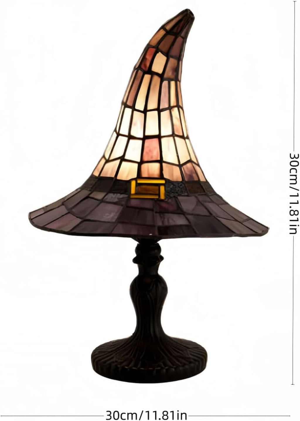 New Stained Glass Witch Hat Lamp - Handcrafted Retro Crackr Resin Witch Lamp, USB Powered Gothic Wizard Hats Night Light barrl, Halloween Decor Accent Lamps for Bedroom & Bookshelf