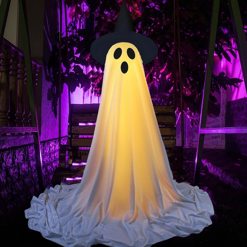 Ywuzuh Halloween Decorations Ghost Decorations Spooky Ghost Halloween Decor with Witch Hat, Scary Ghosts Decor with Led Lights for Front Porche Yard Garden Home