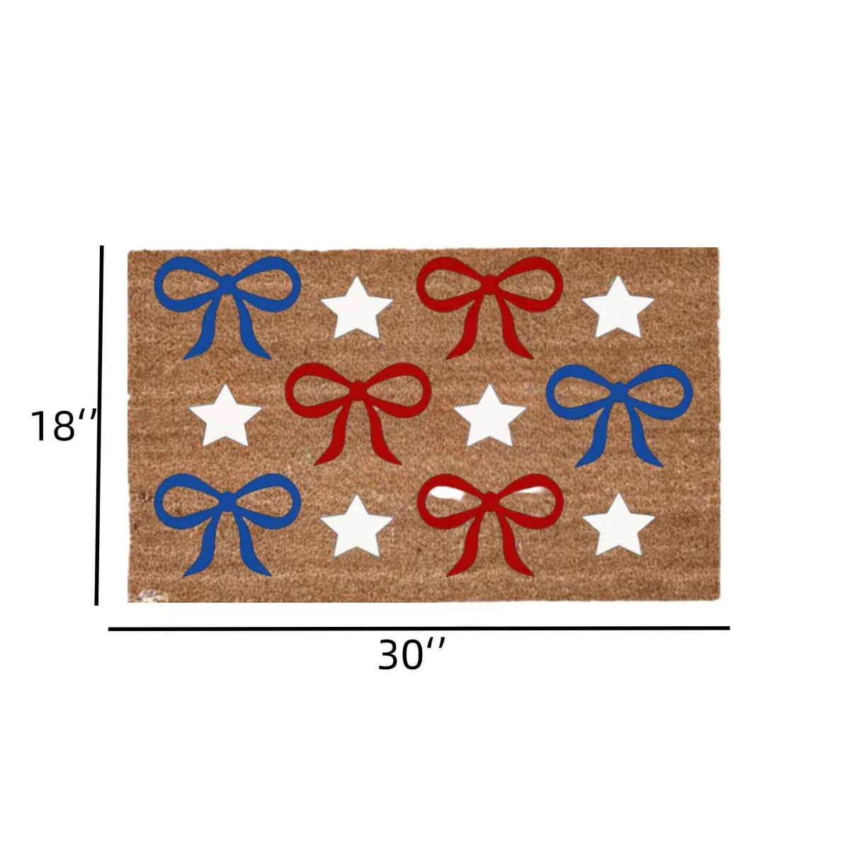 Patriotic Door Mat 4th of July Bow Flag Floor Doormats Independence Day Star Welcome Non Slip Mats for Front Porch Decor 16*24in Black