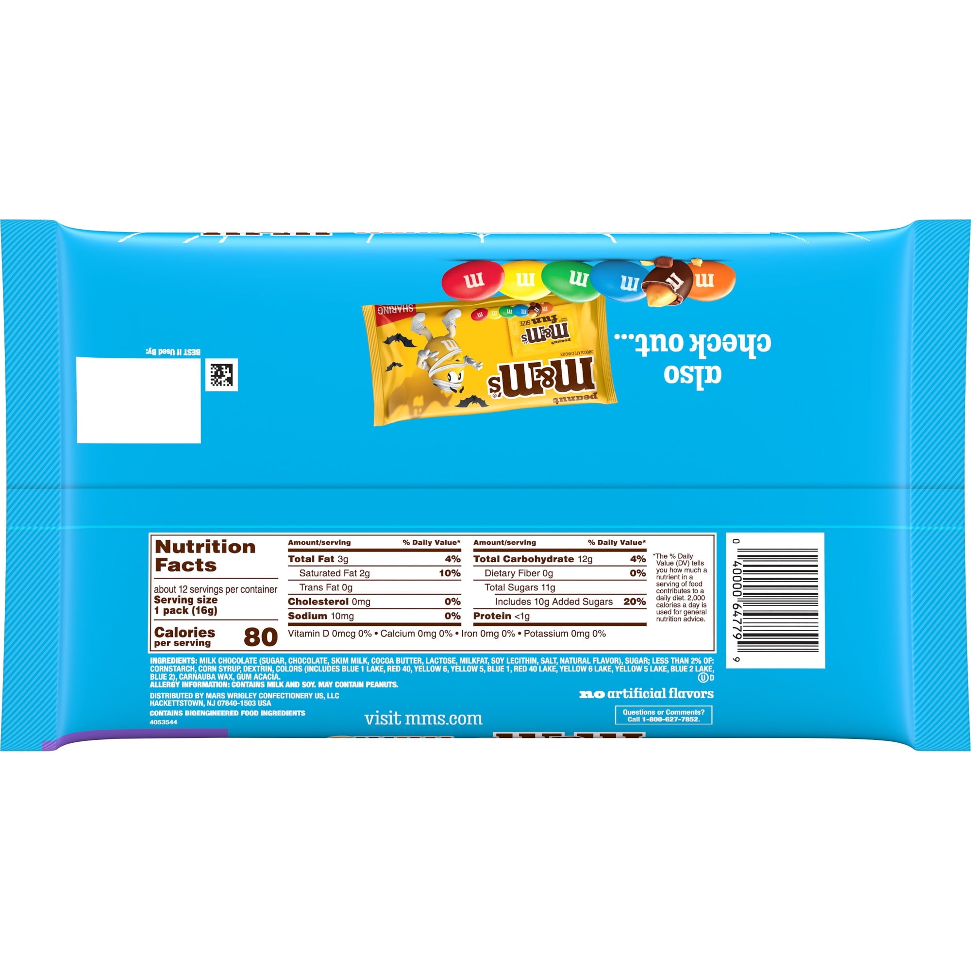 M&M's Minis Milk Chocolate Halloween Candy Fun Size packs, Treating Size - 6.72 oz Bag