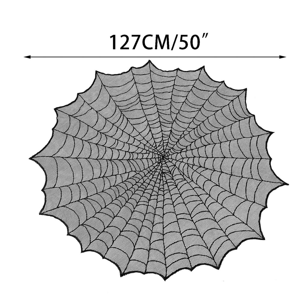 Halloween Round Lace Tablecloth Bat Spider Web for Halloween Party Decor,Lace Fabric Table Cloths Spooky Table Cover for Rectangle Tables for Parties Gothic Halloween Home Decorations