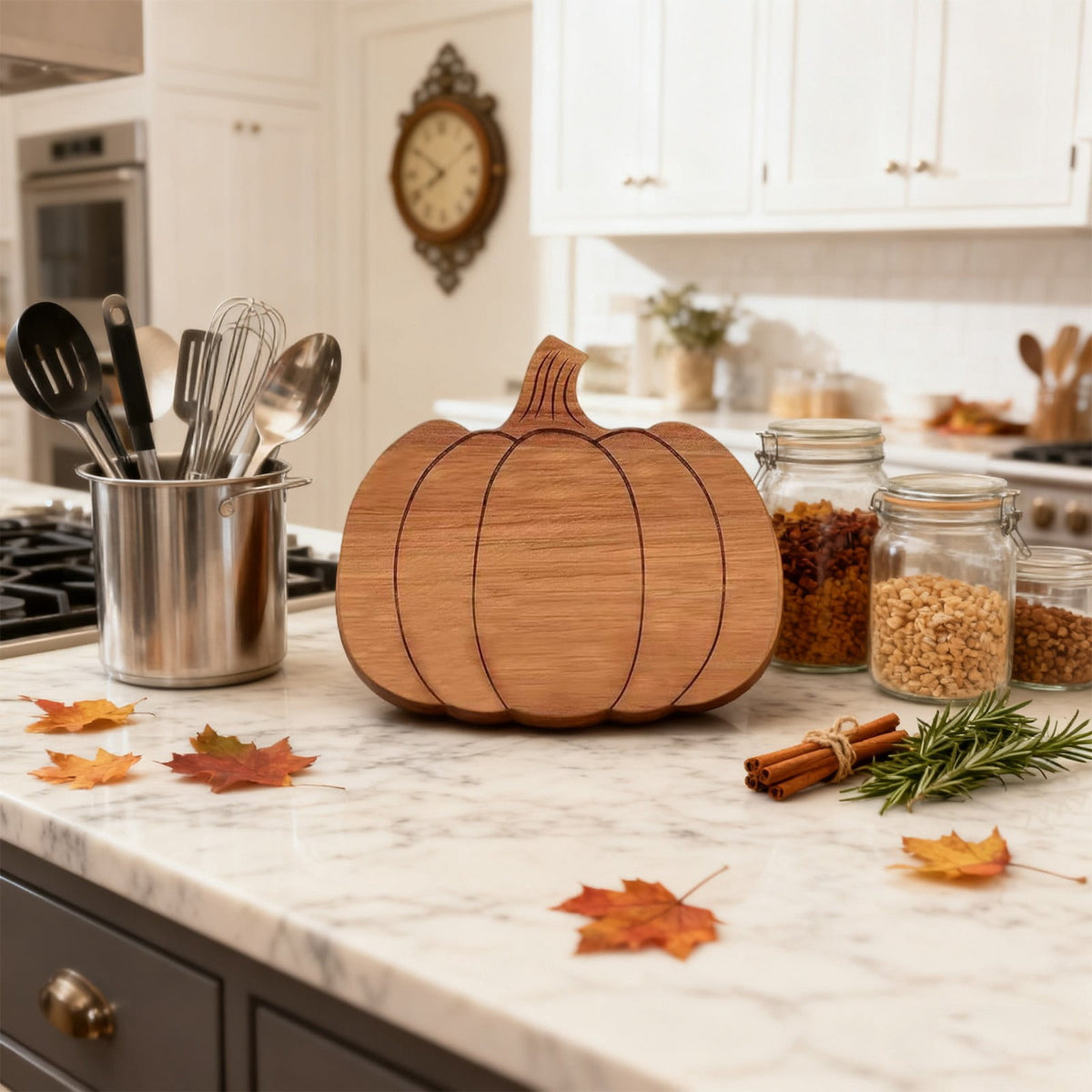 geerera Pumpkin Shaped Wooden Serving Board, Cheese & Charcuterie Platter for Fall, Thanksgiving & Halloween Parties