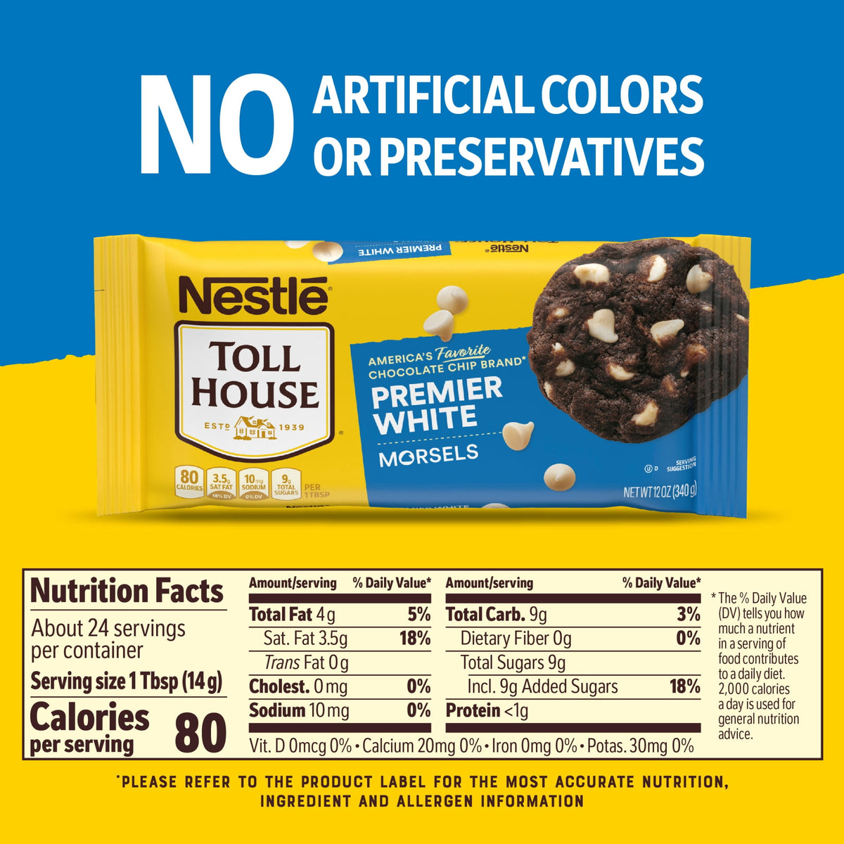 Nestle Toll House Premier White Regular Baking Chips, 12 oz Bag