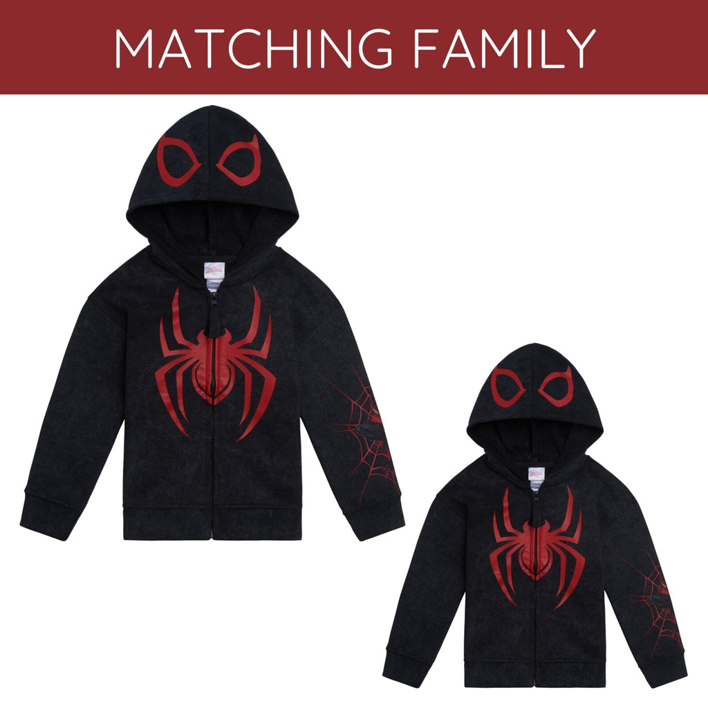 Marvel Spider-Man Adult Men or Women Cosplay Fleece Zip-Up Hoodie Miles Morales Charcoal