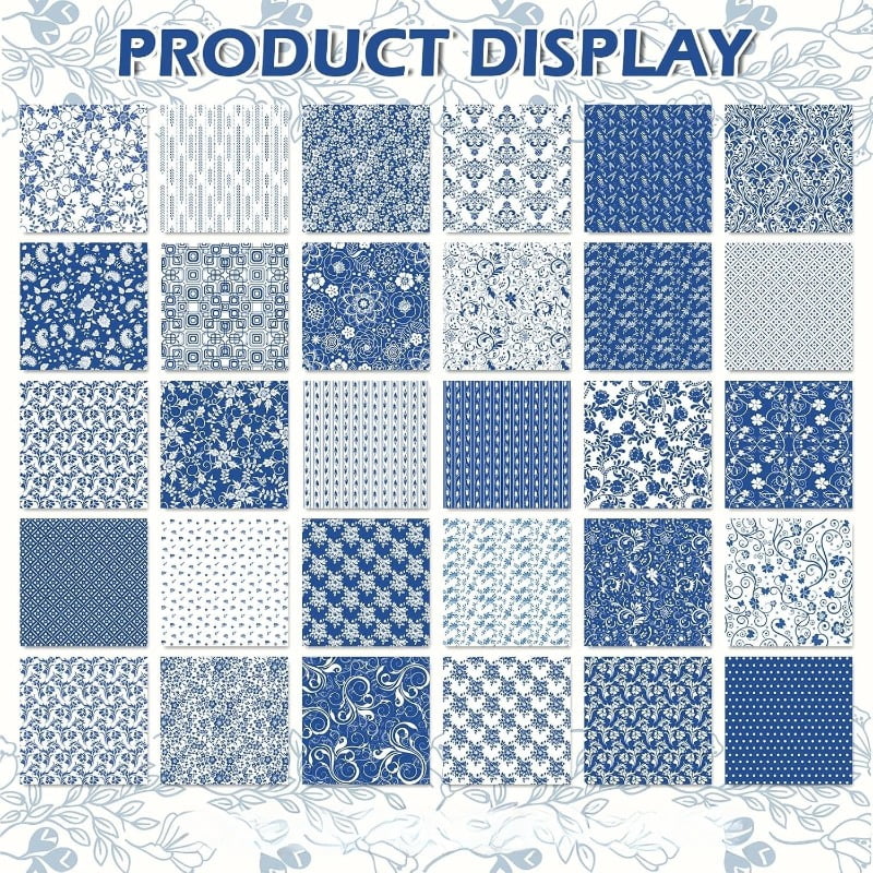 Heymaple 40Pcs Jelly Roll Fabric Strips for Quilting and Sewing, 2.6" x 20" Precut Fabric Squares for DIY Craft Handmade Accessories, Chinoiserie Series