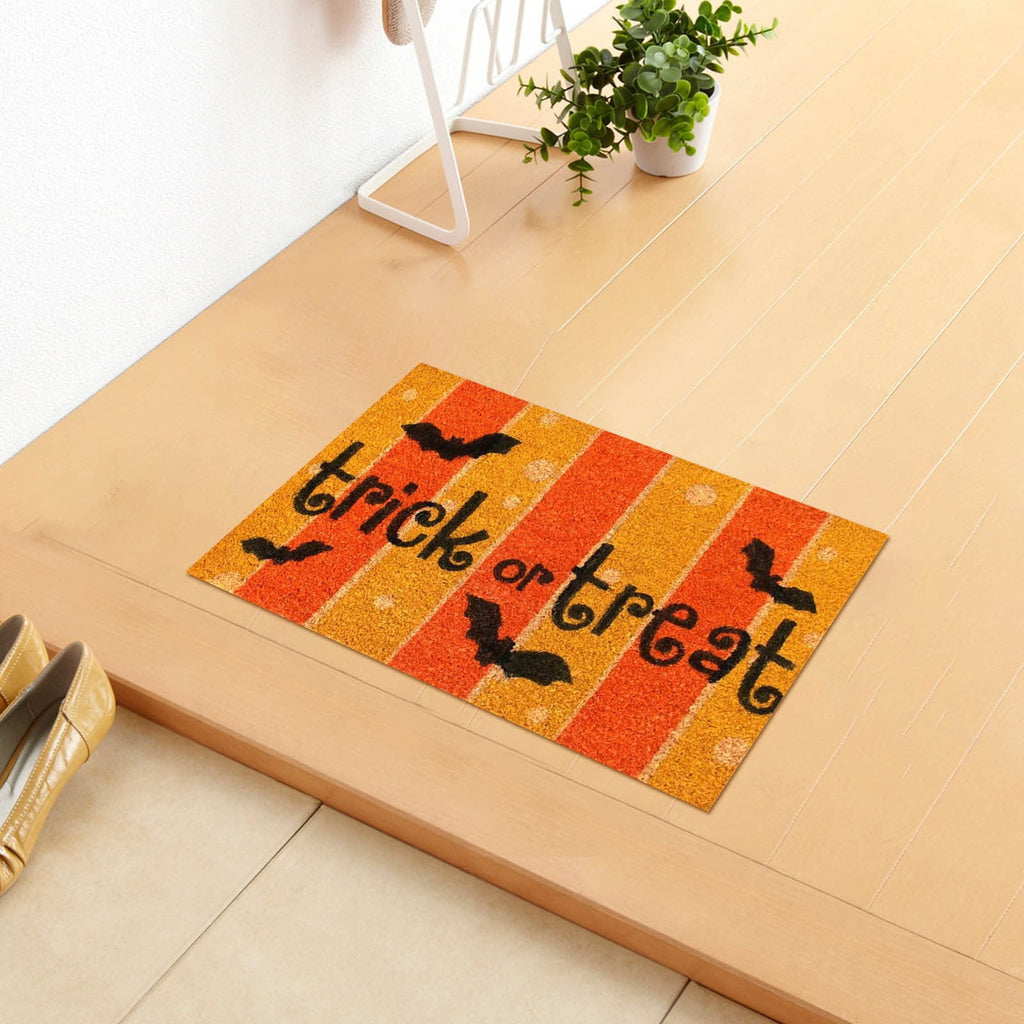 Wovilon Halloween Area Rug Doormat, Black Castle Front Door Mat Non Slip Rubber Backing, Happy Halloween Orange Indoor Outdoor Entrance Mats, Halloween Home Decor Outdoor Rug, 16 X 24 Inches