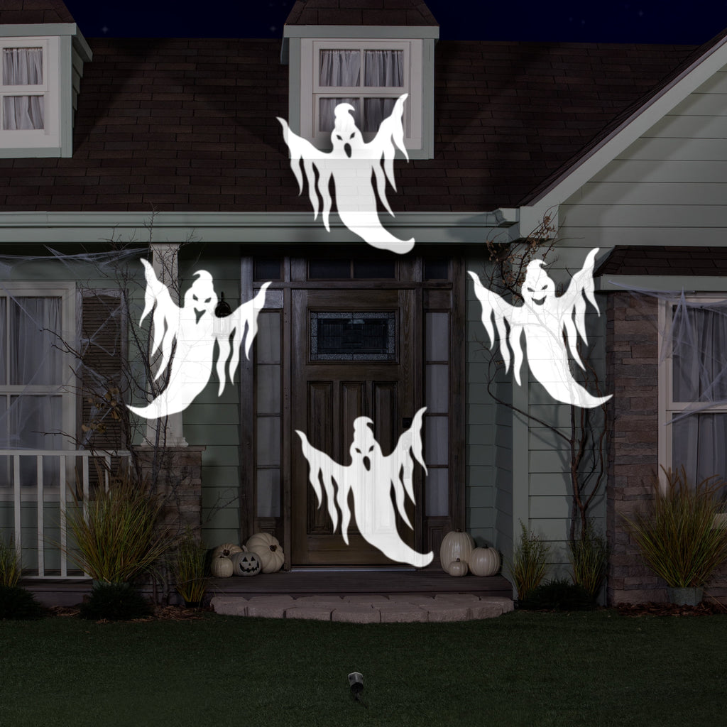 Halloween Whirl-a-Motion Ghost LED Projector Lights by Lightshow Brand Outdoor Décor, 11.5 in