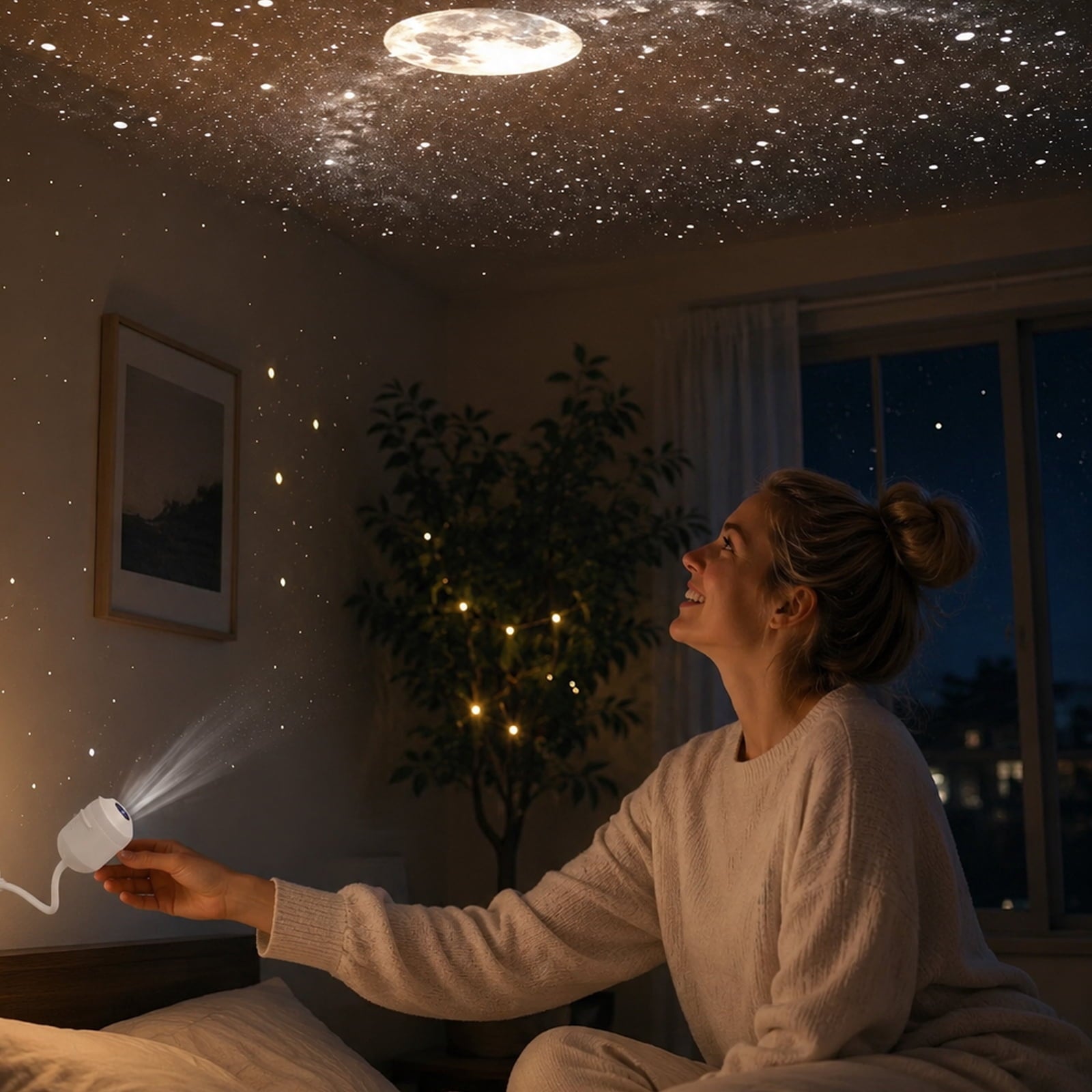 2026 NEW HD Smart Dynamic 5D Holographic Night Light Projector, 2-in-1 Galaxy Star & Ocean Ceiling Projector with 1 HD Films, 360° Flexible USB Powered Ambient Light for Bedroom & Room Decor