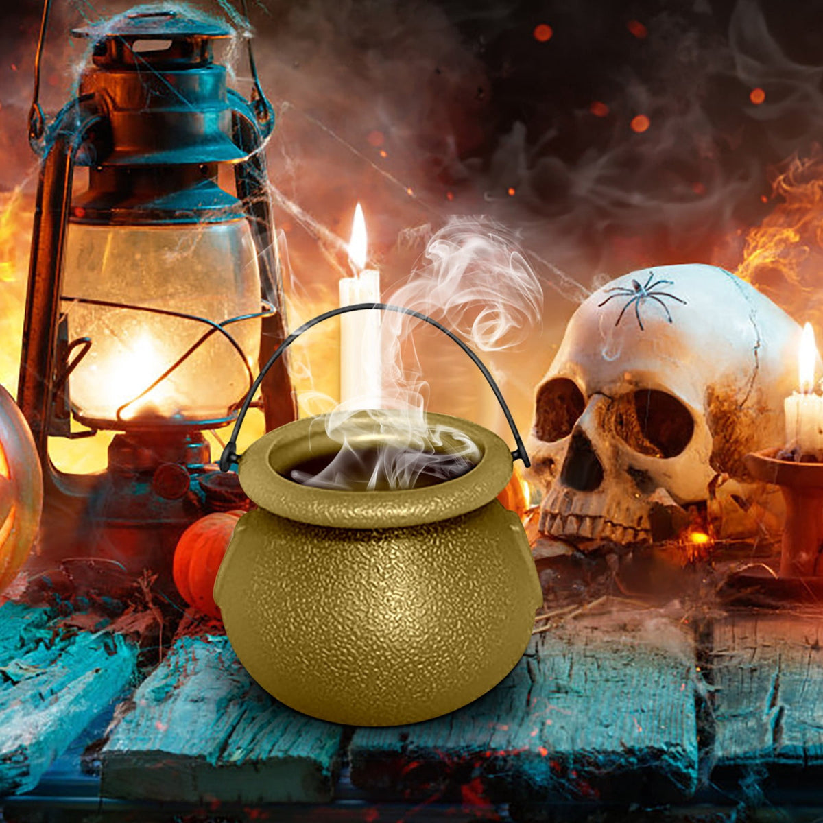 Gold Halloween Mini Cauldron Candy Holder Set, Witch Decor Tiered Tray Tabletop Decoration 8pcs