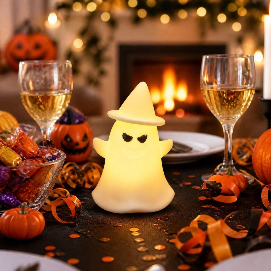 Ghost Night Light Halloween Decorations Bedside Night Light with Tap Control, Dimmable Nursery Decor Lamp, Fun Ghost Gift for K*ids, Halloween Room Decor, Ghost Lamp