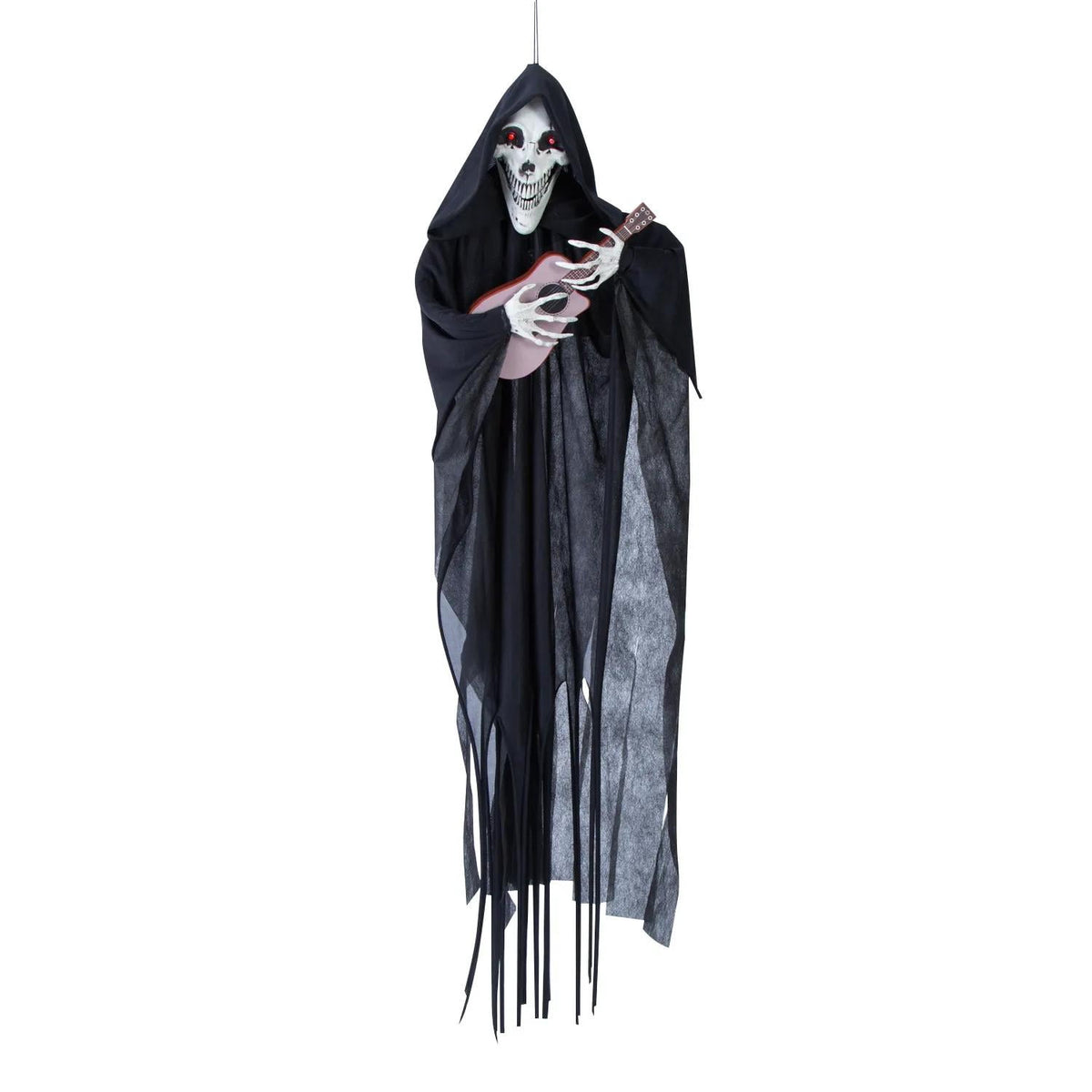 Morris Costumes 4 ft Hanging Animated Singing Reaper with Guitar - Black