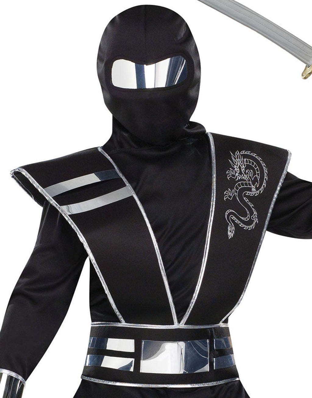 Fun World Silver Mirror Ninja Girl's Halloween Fancy-Dress Costume for Child, M (8-10)
