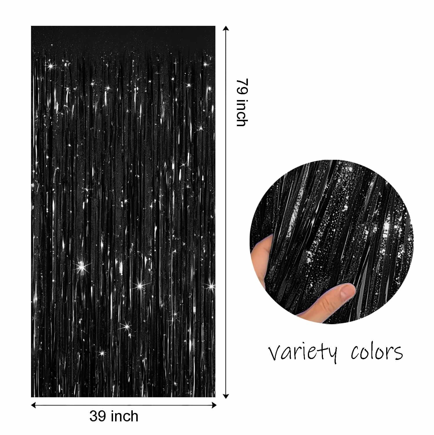 Sm:)e 2-Pack Light Bright Silver Foil Fringe Curtains for Events - Birthday, Wedding, Graduation, Christmas, Baby Shower, various festivals Decor Photo Booth Fun!