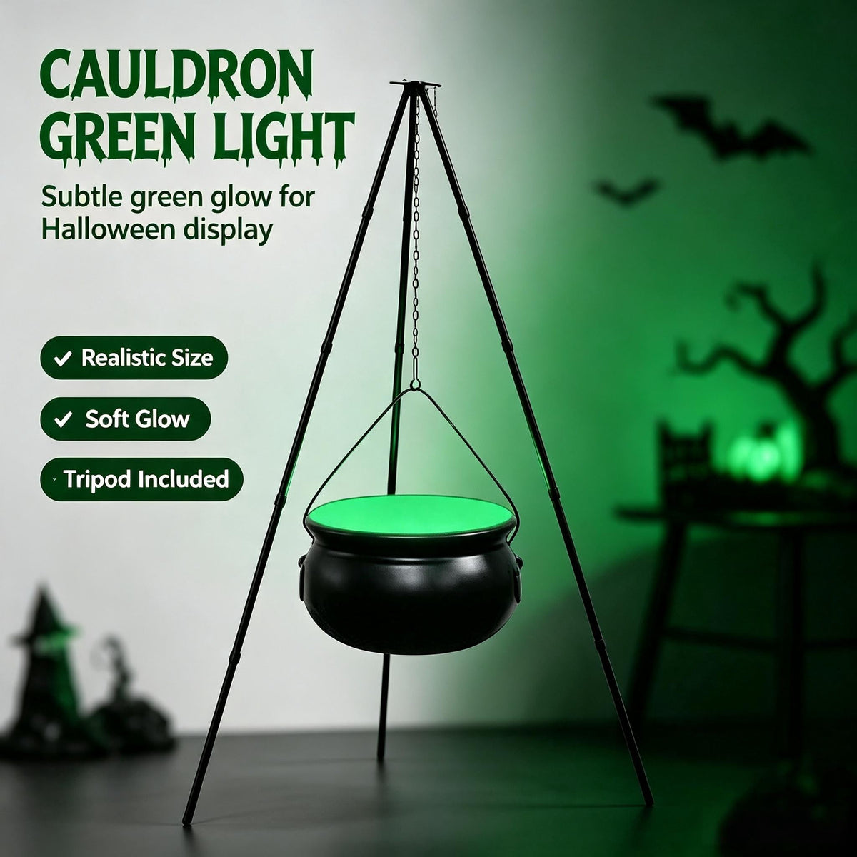 Muecwrye Halloween Decorations Outdoor, Halloween Clearance! Halloween Witches Cauldron on Tripod with Lights, DIY Bubbling Cauldron Set Decor for Home Porch Outside, Halloween Party Supplies