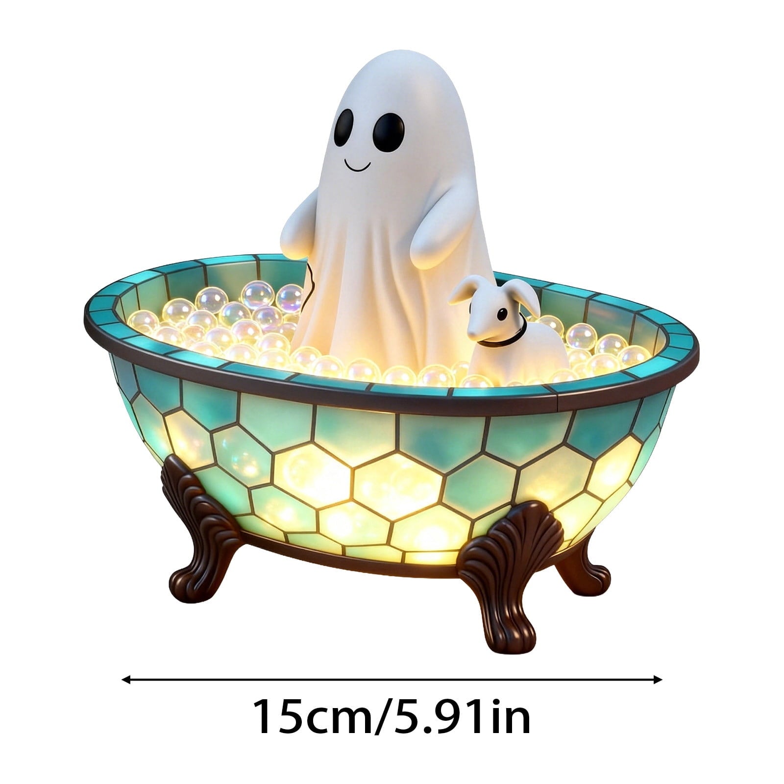 Fwttom Ghost Night Light, Halloween Lights Cute Ghost Reading Book Lamp, Halloween Decorations Indoor Light Up Ghost Statue Ghost Light for House Mantel Bedside