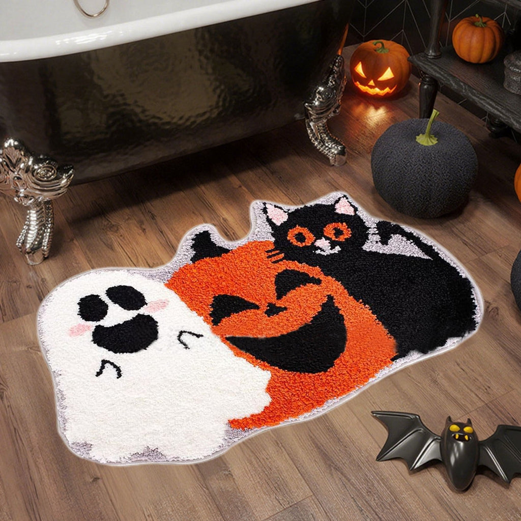 HOARBOEG Halloween Bath Mat, Non-Slip Pumpkin Rugs, Fall Thanksgiving Kitchen & Bathroom Decor Doormat, Soft Floor Mat with Rubber Back, 19.6*31.4in, Machine Washable Door Mats