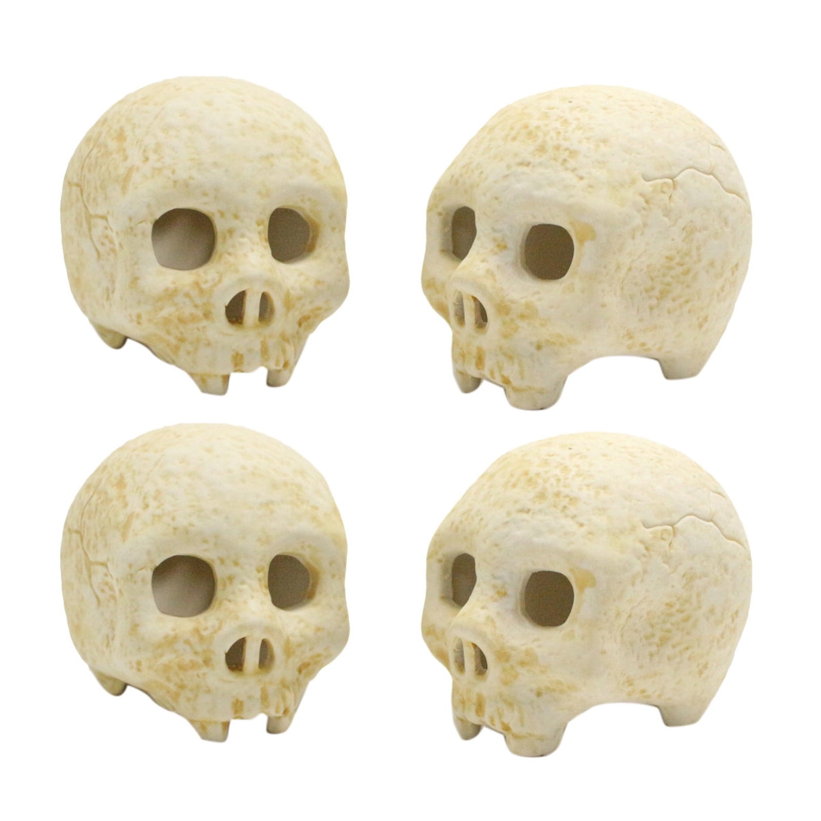 Halloween Decorations Indoor Outdoor Fake Human Skull Gas Log Fireplaces Decor 4PCS Terrifying Skull Fire Pit Reusable Skeleton Flame Fireproof Resin,Halloween Skull Shaped Fire Stones