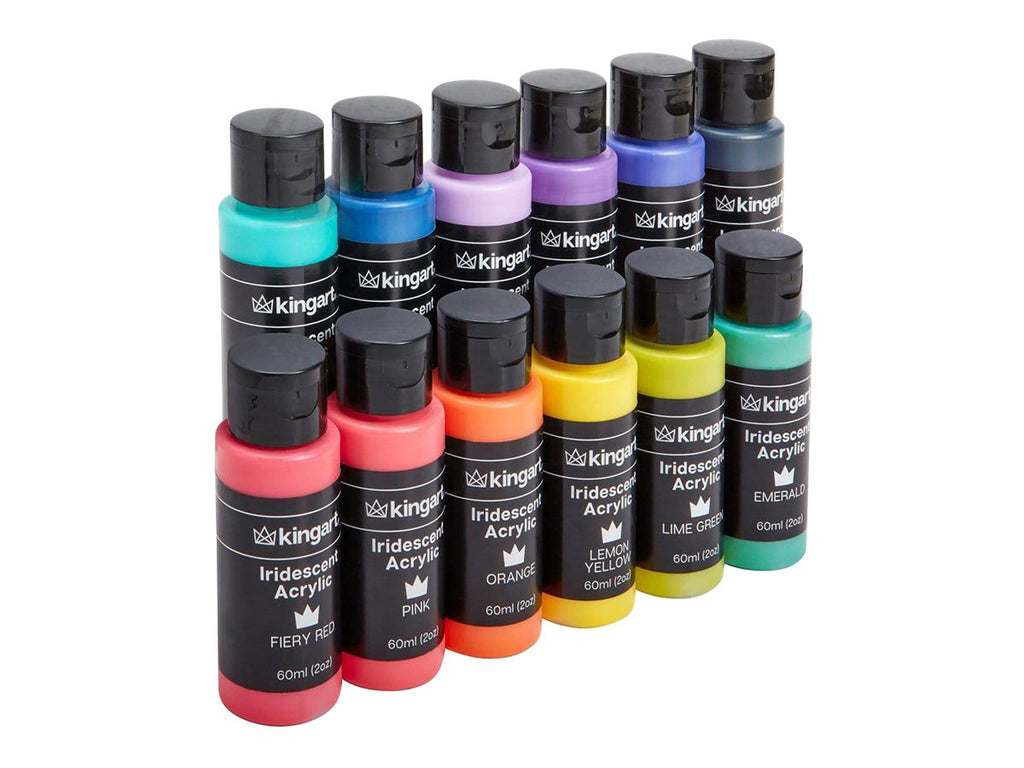 Kingart Studio Acrylic Craft Paint, 60ml (2oz) Bottle, Set of 12 Metallic Colors