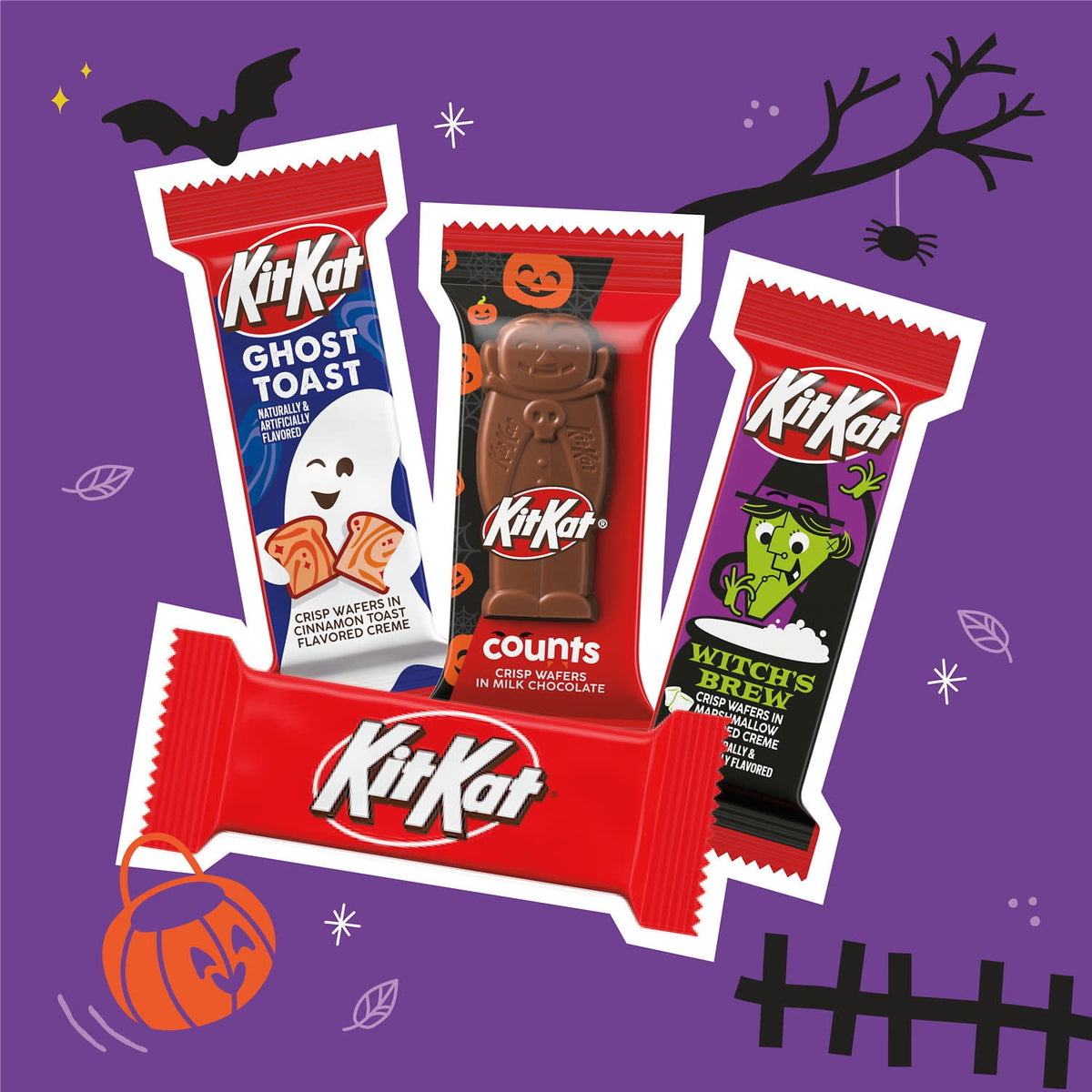 Kit Kat Assorted Flavored Wafer Snack Size, Halloween Candy Bulk Bag, 30.2 oz (60 Pieces)