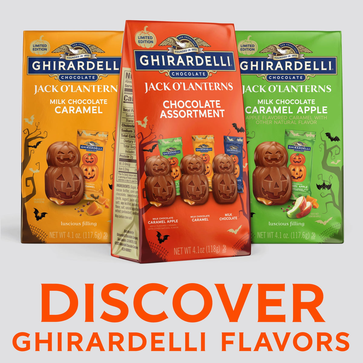 GHIRARDELLI Jack O' Lanterns Chocolate Assortment, 4.1 oz Bag