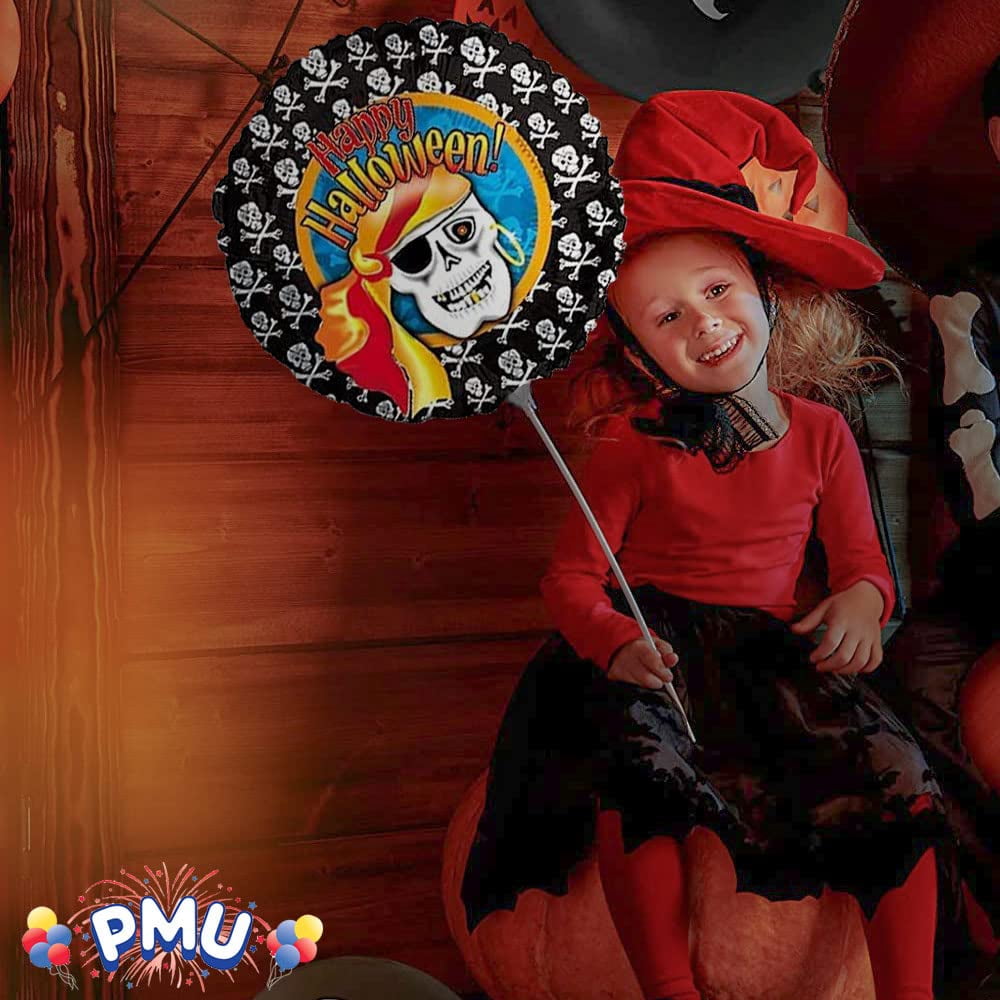 PMU Halloween Party Decoration "Happy Halloween" Jack Faces Aglow 18 Inch Mylar-Foil Balloon (1pkg) Pkg/1